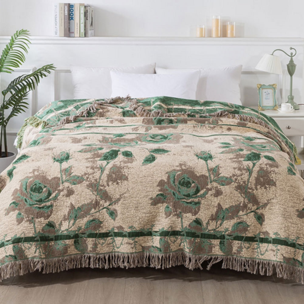 Throw Blanket 100% Cotton Jacquard Quilted - Image 2