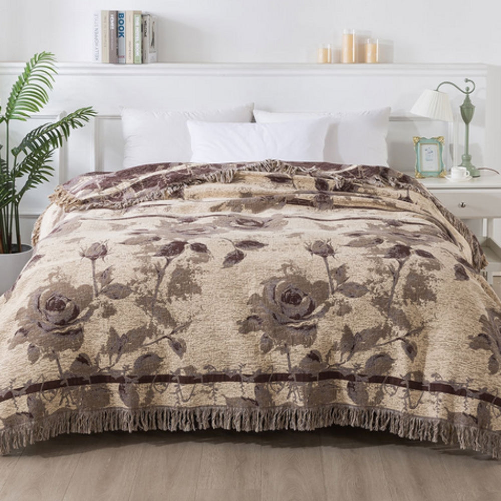 Throw Blanket 100% Cotton Jacquard Quilted - Image 3