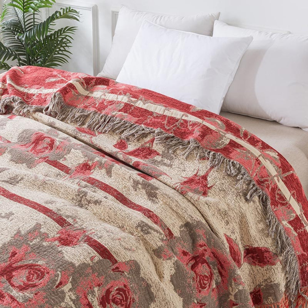 Throw Blanket 100% Cotton Jacquard Quilted - Image 4