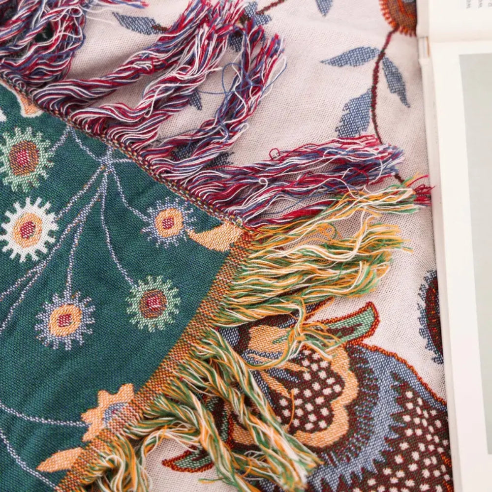 Throw Blanket 100% Cotton Reversible Floral - Image 3