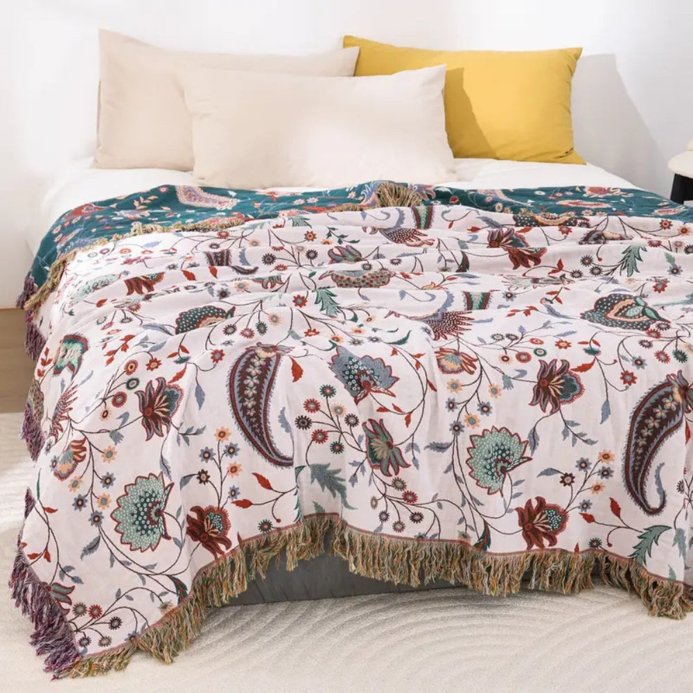 Throw Blanket 100% Cotton Reversible Floral - Image 7