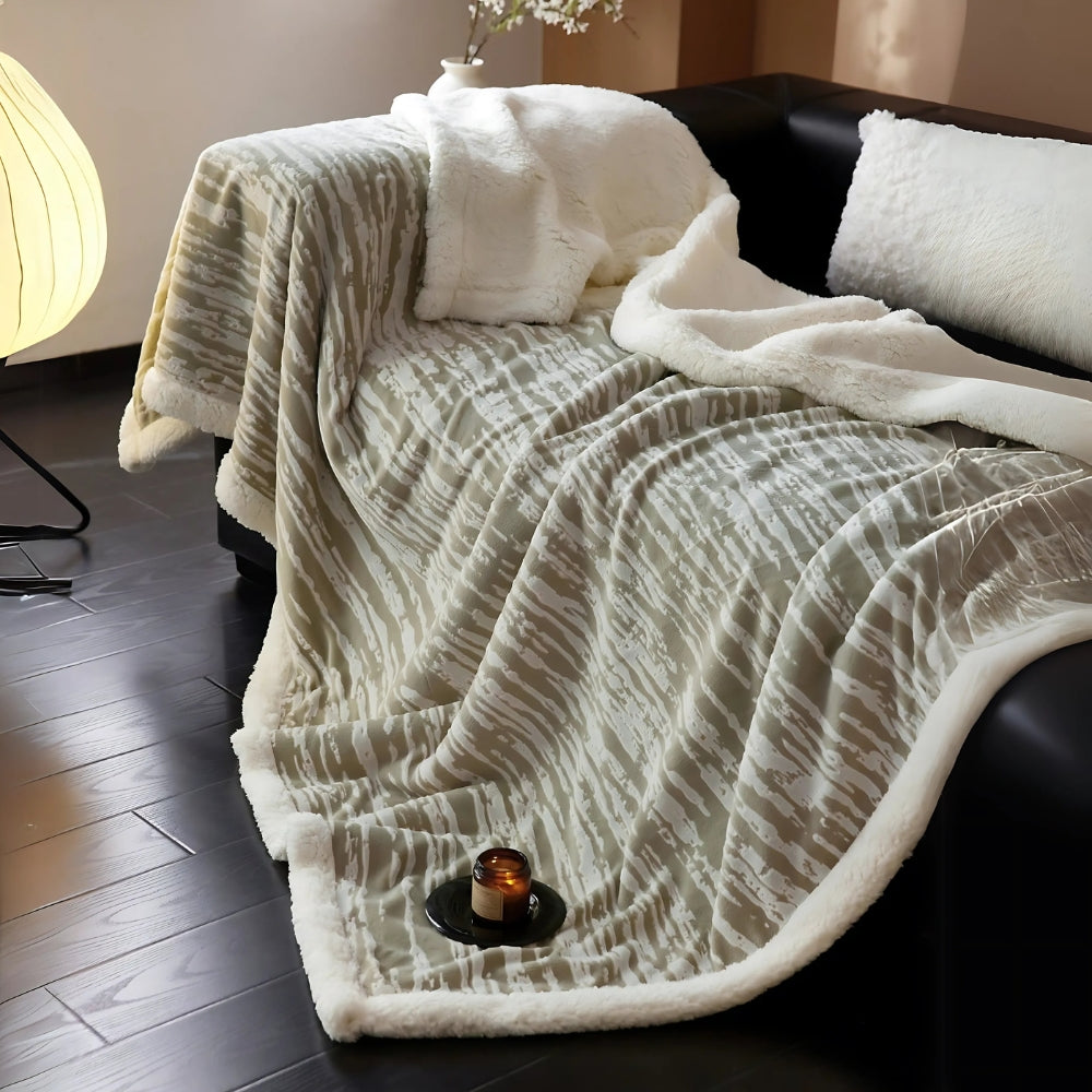 Throw Blanket Berber Fleece Carved Bark Pattern - Image 6