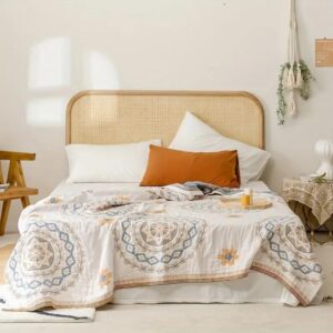 Throw Blanket Boho Mandala 100% Cotton Machine Washable
