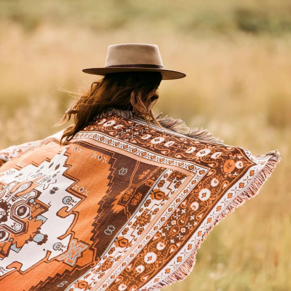 Throw Blanket Boho Woven Cotton-Microfiber Blend - Image 2