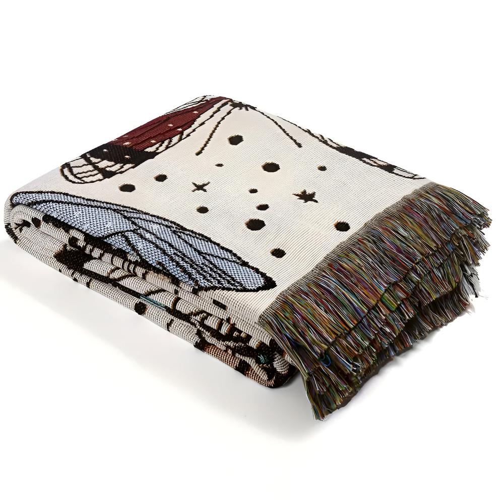 Throw Blanket Butterfly Pattern Plush Microfiber Fringed Edges - Image 8