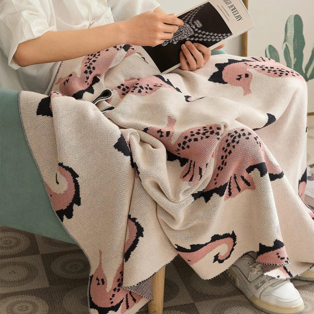 Throw Blanket Coastal Seahorse Jacquard Lightweight Cotton Machine Washable - Image 9