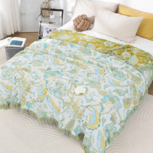 Throw Blanket Cotton Jacquard Paisley Tassel Trim