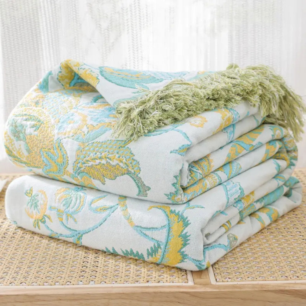 Throw Blanket Cotton Jacquard Paisley Tassel Trim - Image 4