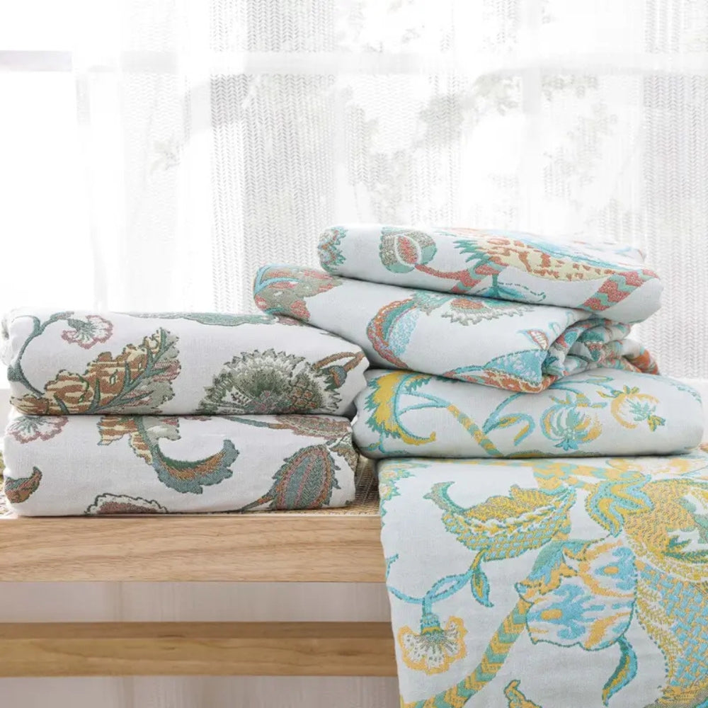 Throw Blanket Cotton Jacquard Paisley Tassel Trim - Image 8