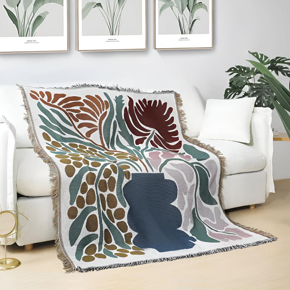 Throw Blanket Cotton-Polyester Blend Woven Fringed 51 x 63 - Image 2