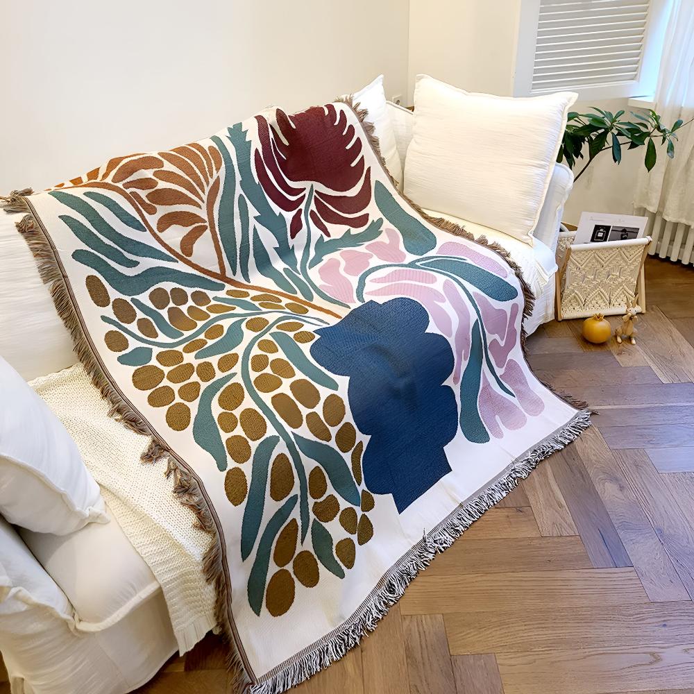 Throw Blanket Cotton-Polyester Blend Woven Fringed 51 x 63 - Image 3