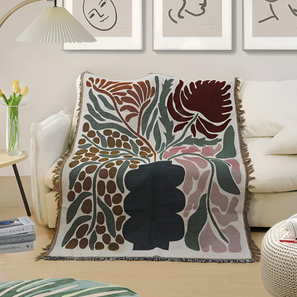 Throw Blanket Cotton-Polyester Blend Woven Fringed 51 x 63 - Image 5