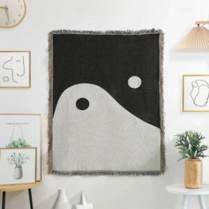 Throw Blanket Jacquard Yin Yang Cotton & Microfiber