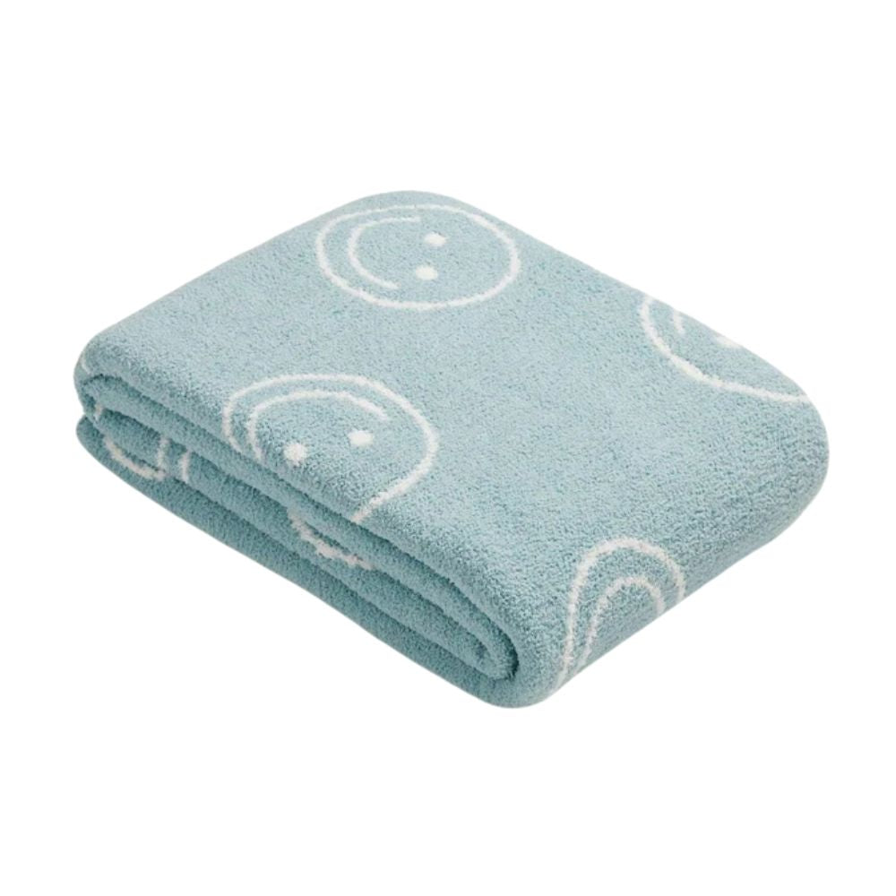 Throw Blanket Knitted Smiley Face 100% Cotton Machine Washable - Image 11