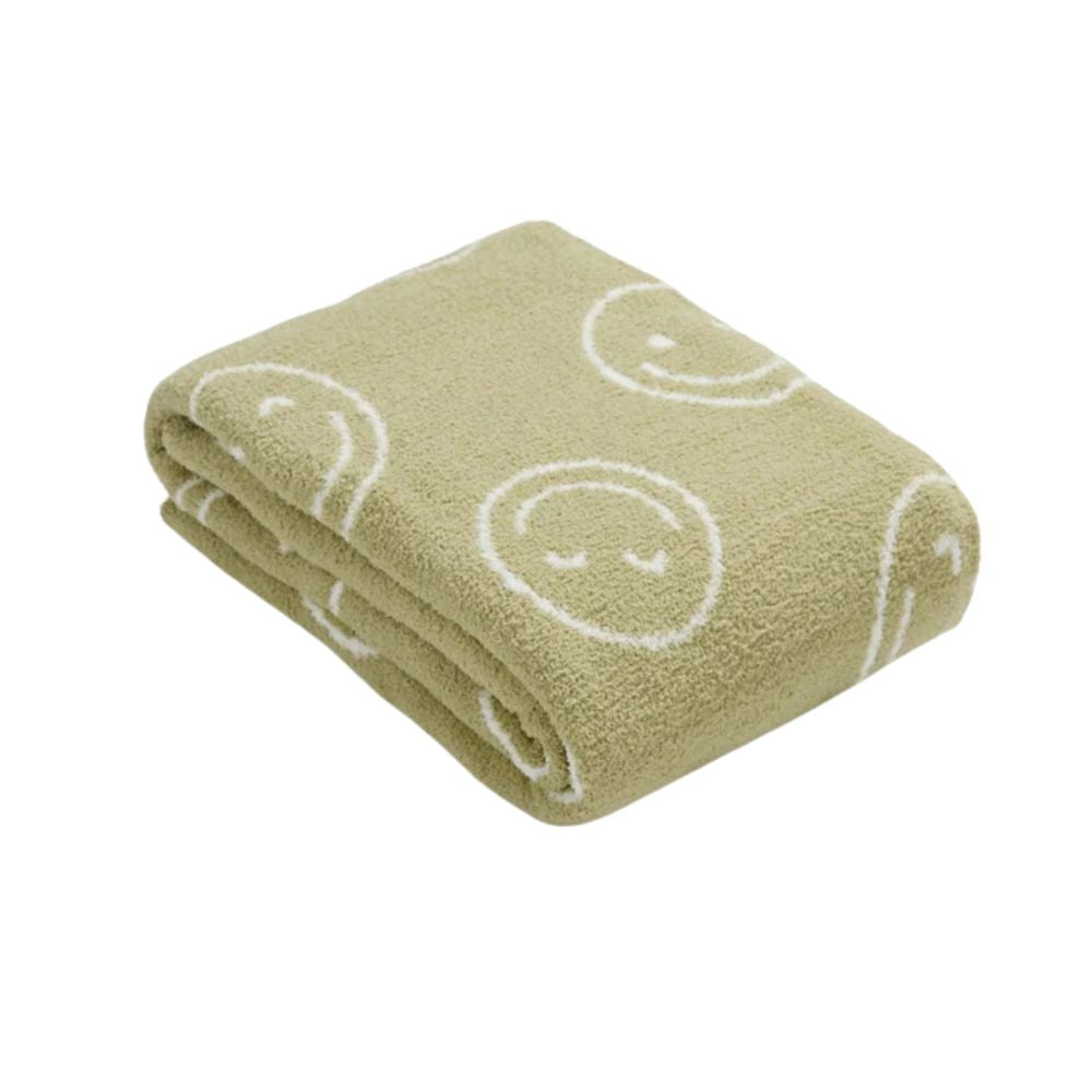 Throw Blanket Knitted Smiley Face 100% Cotton Machine Washable - Image 7
