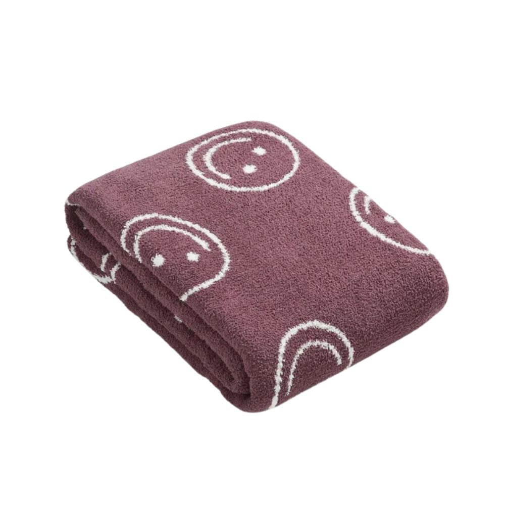 Throw Blanket Knitted Smiley Face 100% Cotton Machine Washable - Image 8