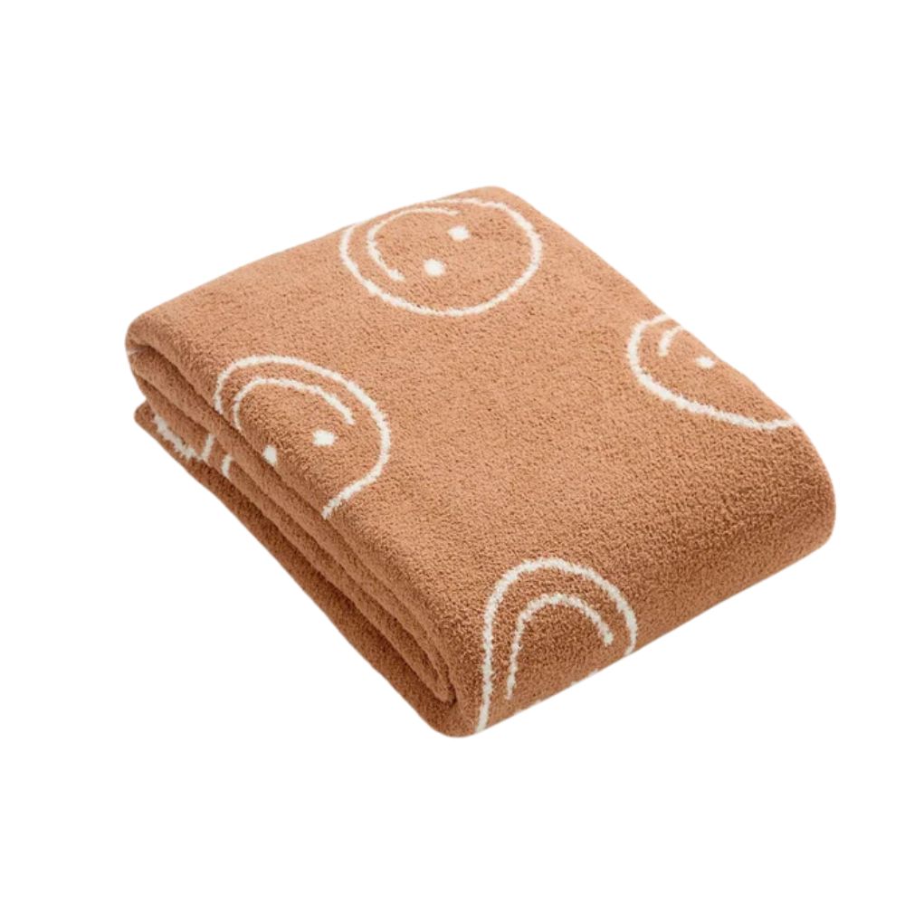 Throw Blanket Knitted Smiley Face 100% Cotton Machine Washable - Image 9