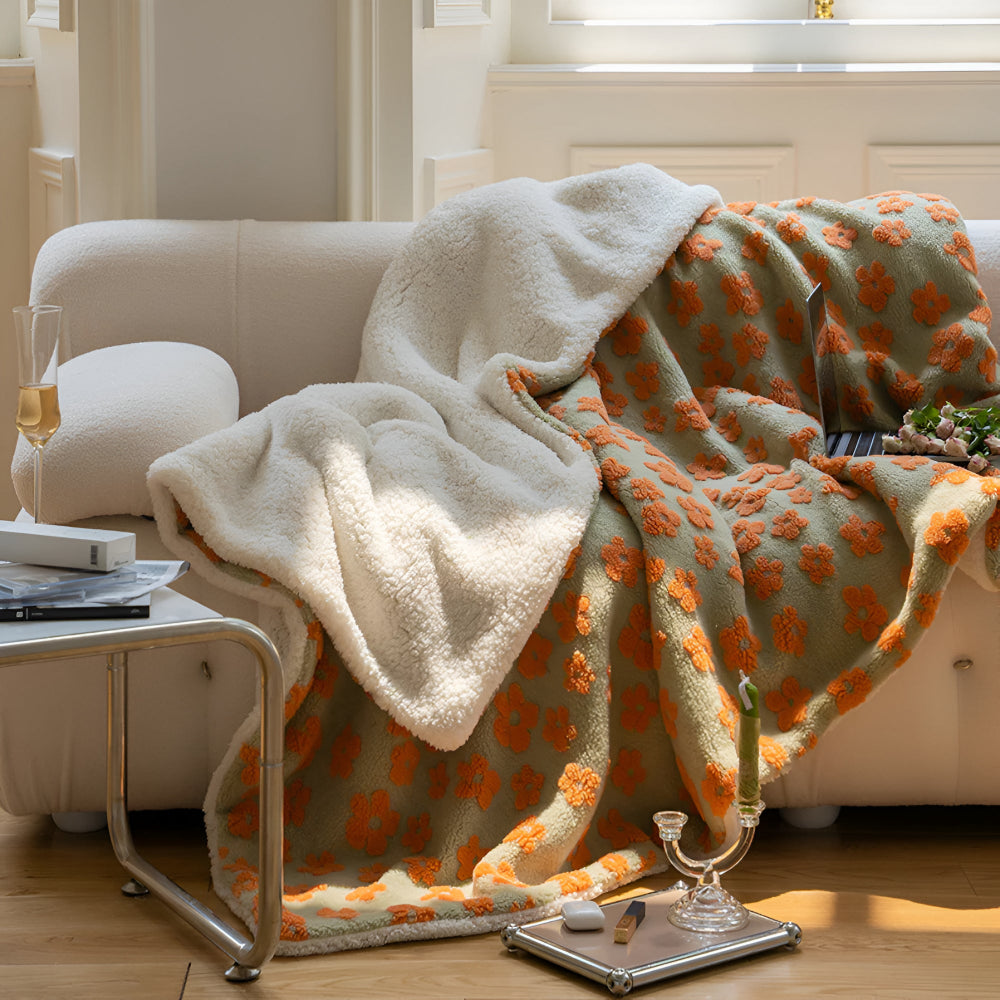 Throw Blanket Plush Microfiber Retro Floral 59x79 - Image 3