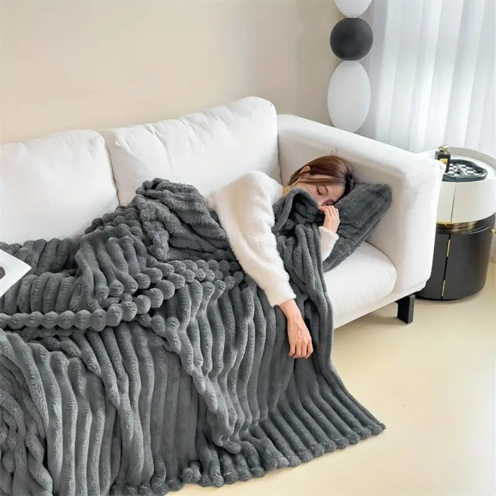Throw Blanket Plush Ribbed All Season - Image 2
