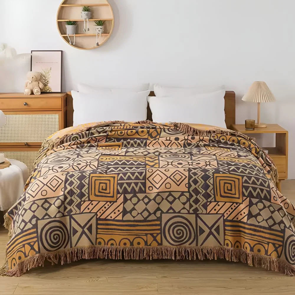 Throw Blanket Reversible 100% Cotton Tassel Fringe - Image 8