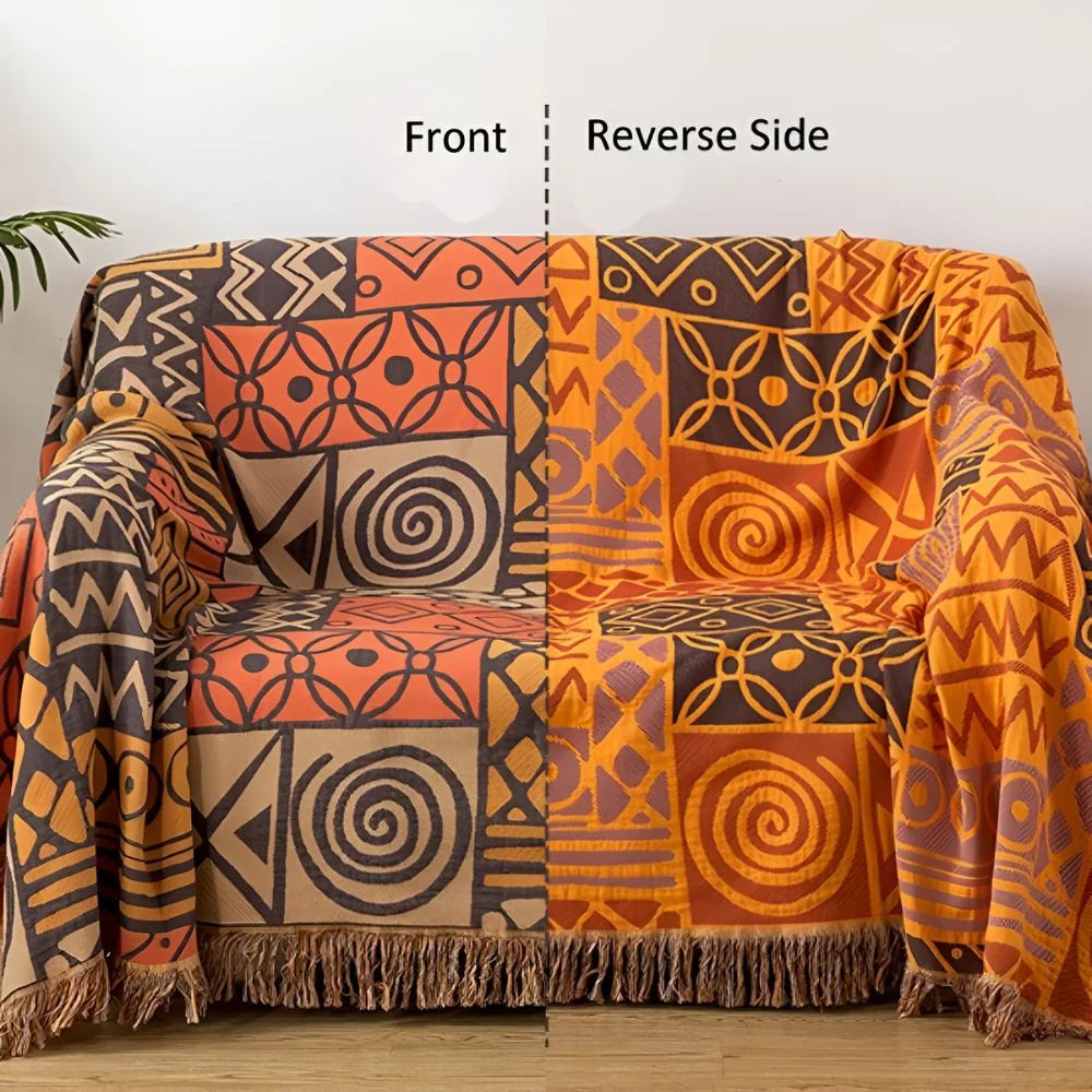 Throw Blanket Reversible 100% Cotton Tassel Fringe - Image 9