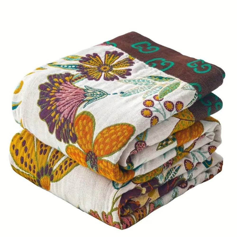 Throw Blanket Reversible Jacquard Floral 100% Cotton - Image 7