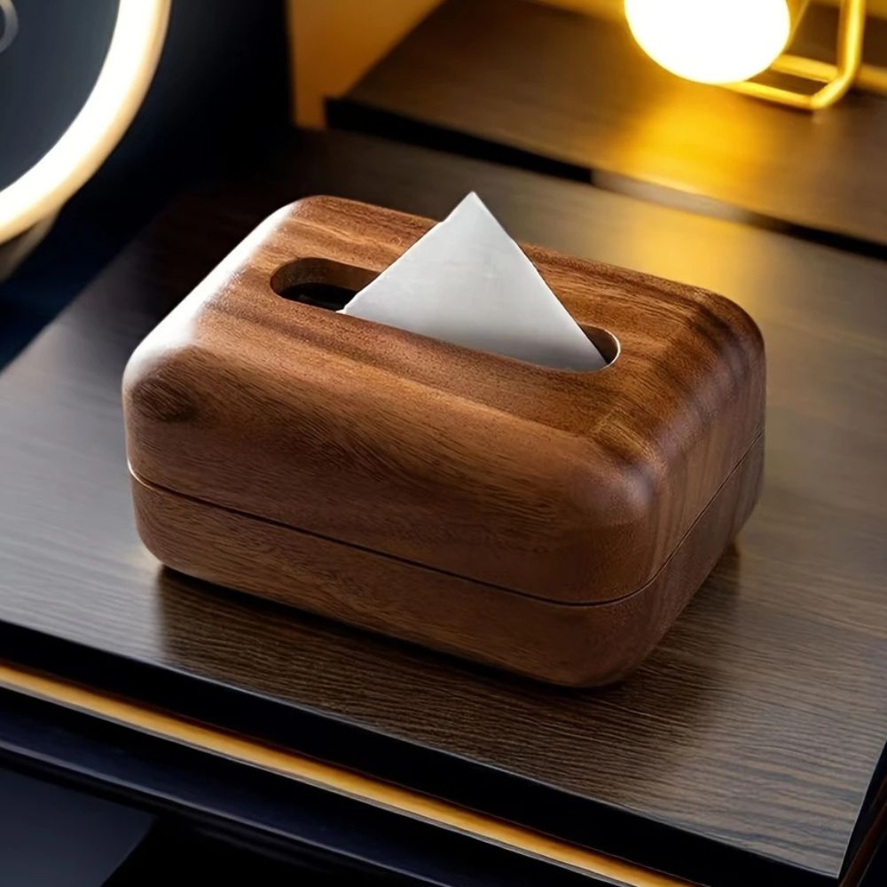 Tissue Holder Walnut Wood Magnetic Closure - Image 2