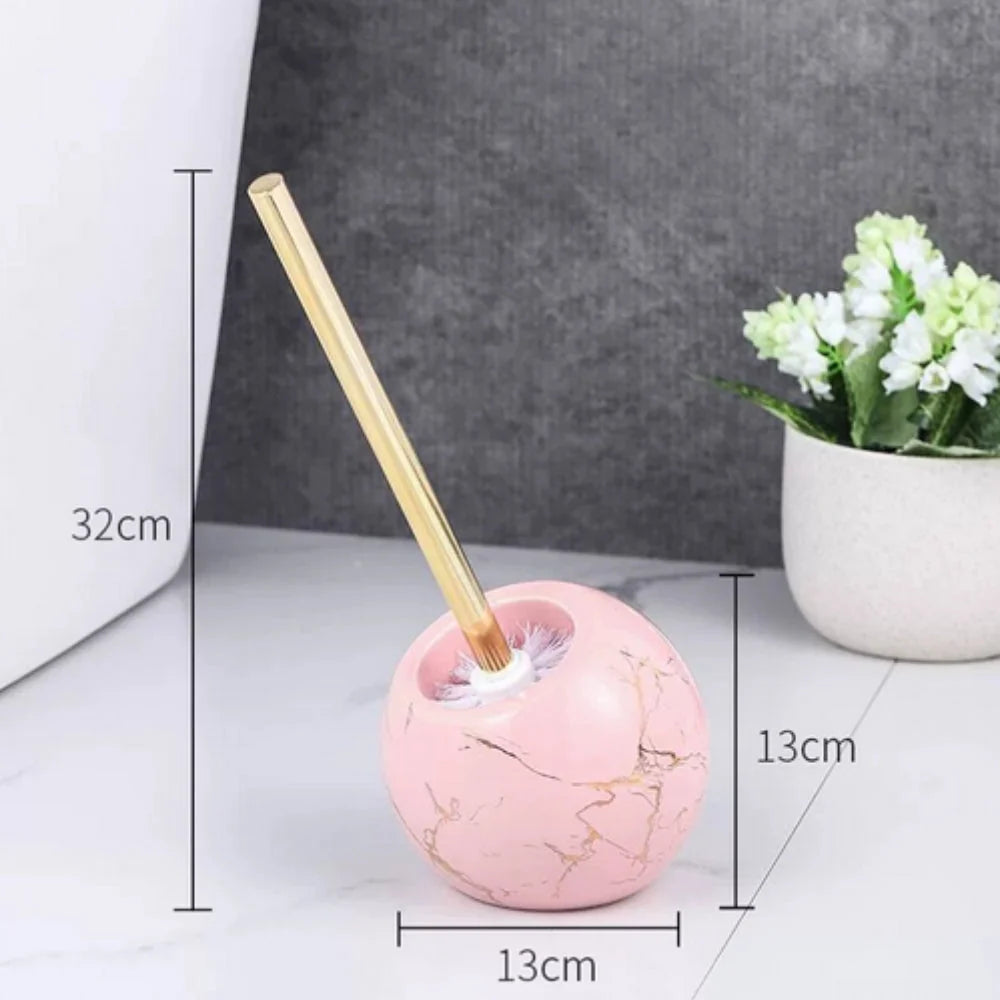 Toilet Brush Set Ceramic Marble Non-Slip Base - Image 6