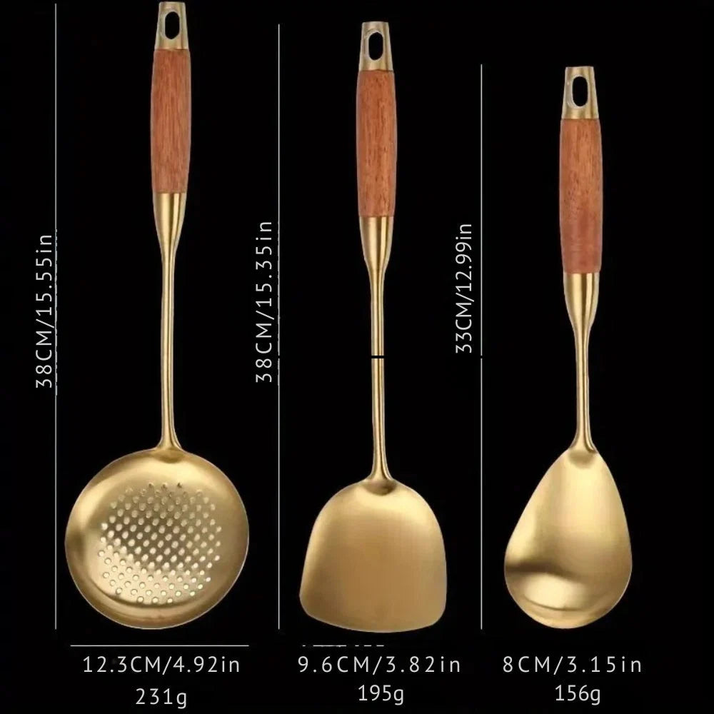 Utensil Set 304 Stainless Steel Gold Finish - Image 2