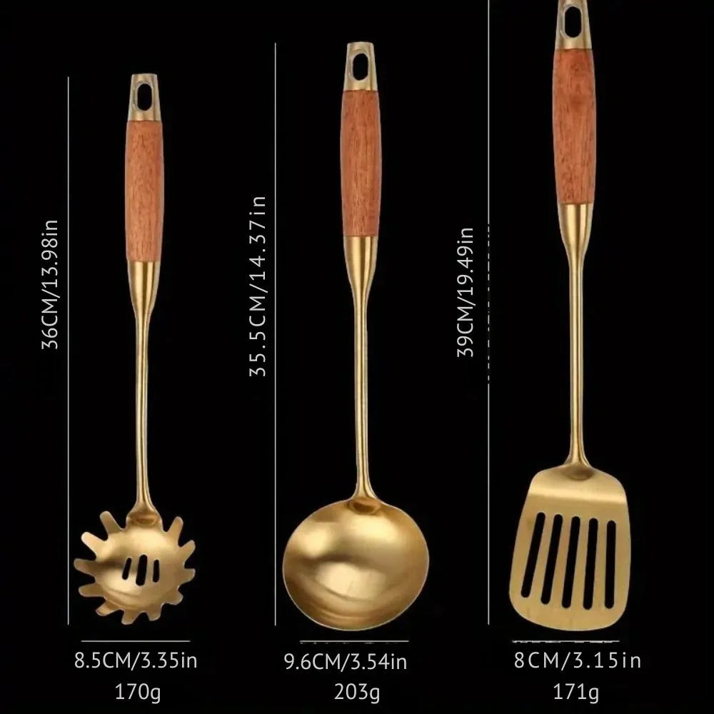 Utensil Set 304 Stainless Steel Gold Finish - Image 3