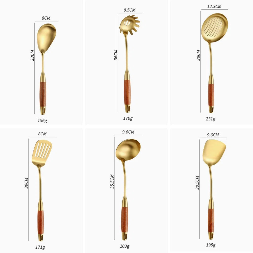 Utensil Set 304 Stainless Steel Gold Finish - Image 5
