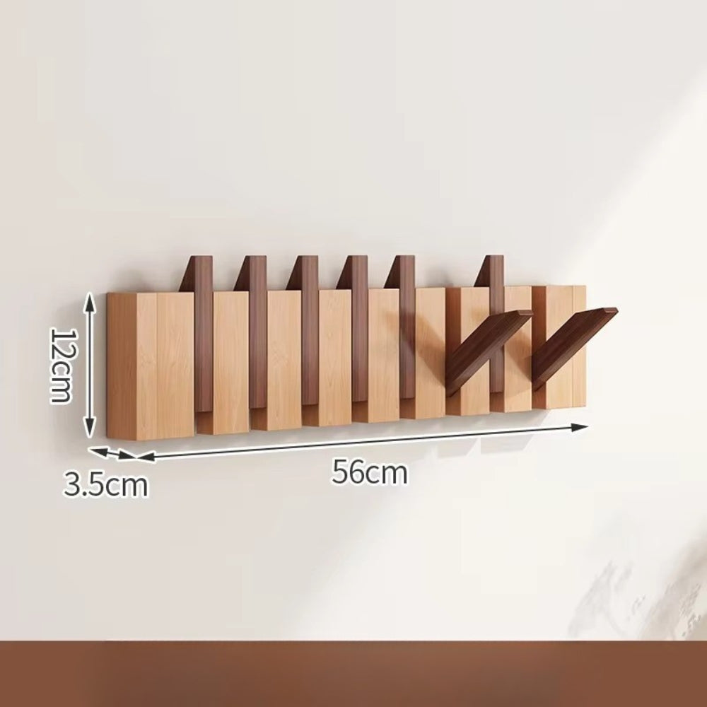 Wall Hook Rack Foldable Piano-Key Natural Wood - Image 12