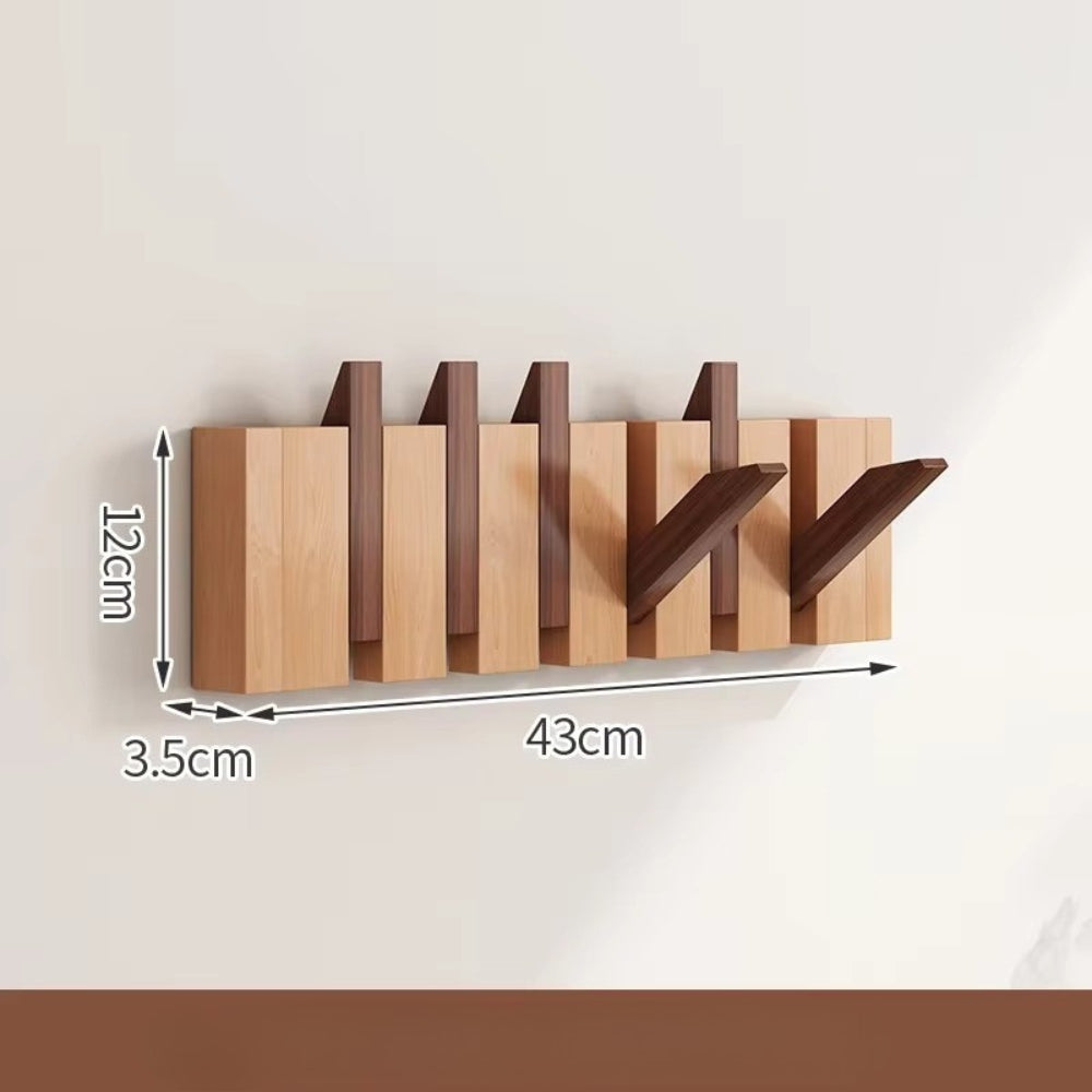 Wall Hook Rack Foldable Piano-Key Natural Wood - Image 13