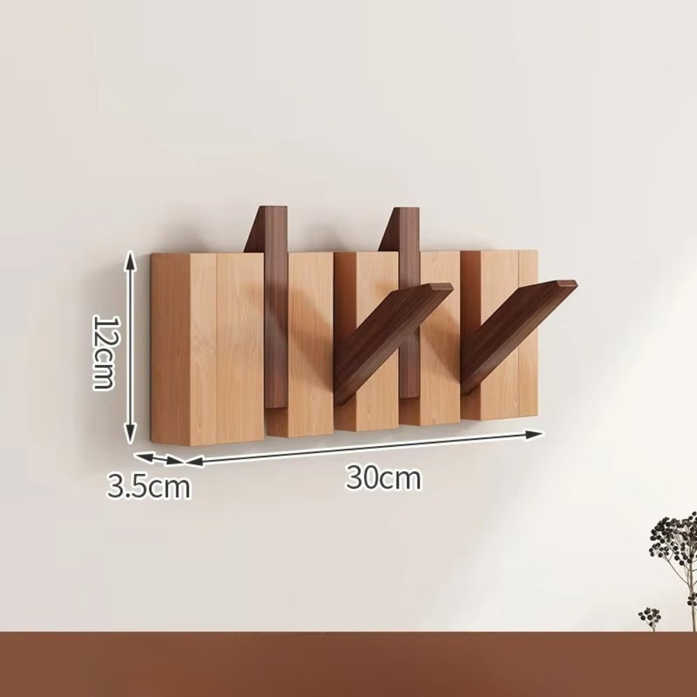 Wall Hook Rack Foldable Piano-Key Natural Wood - Image 14
