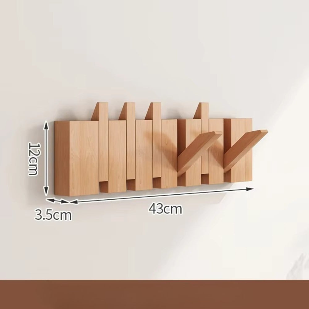 Wall Hook Rack Foldable Piano-Key Natural Wood - Image 4