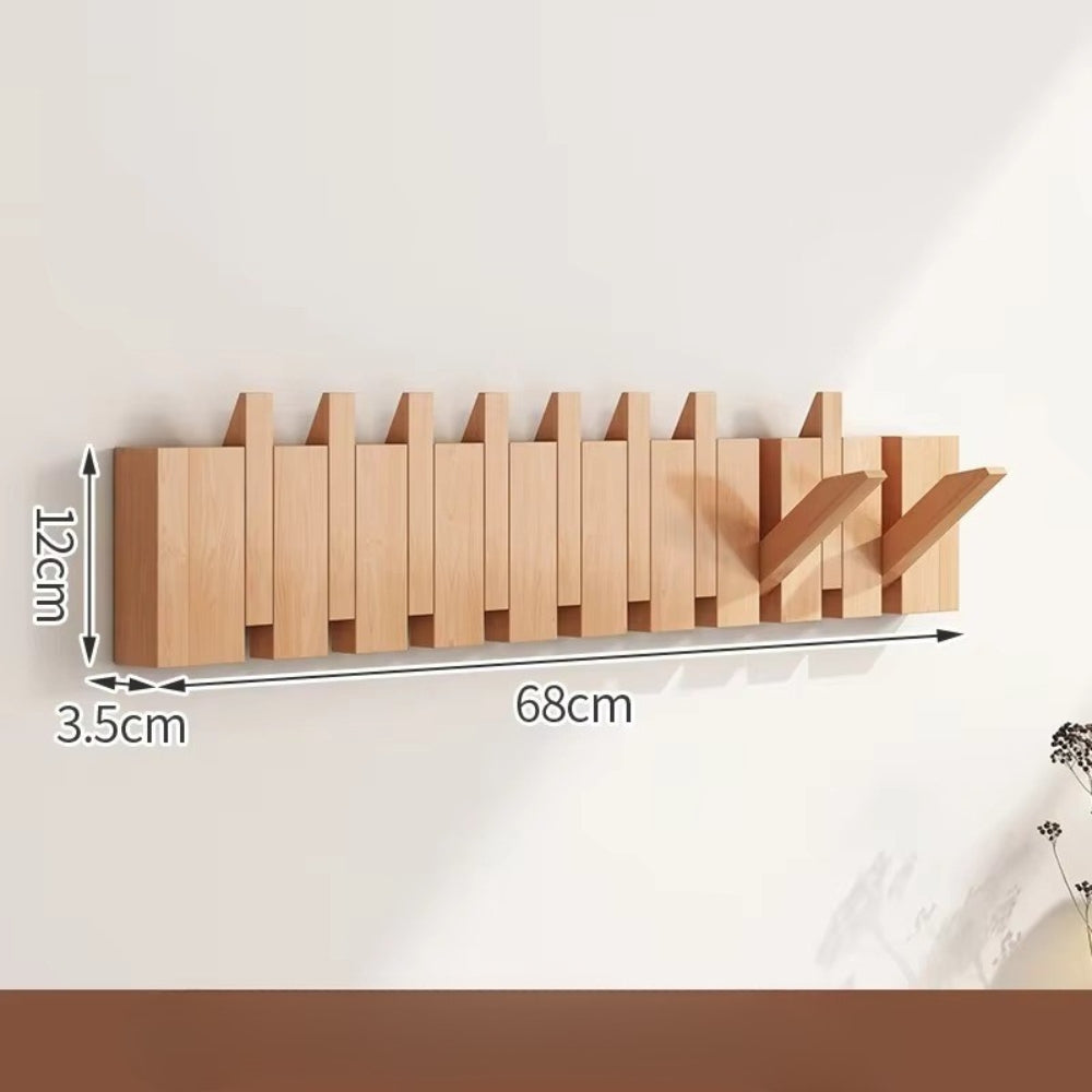 Wall Hook Rack Foldable Piano-Key Natural Wood - Image 6