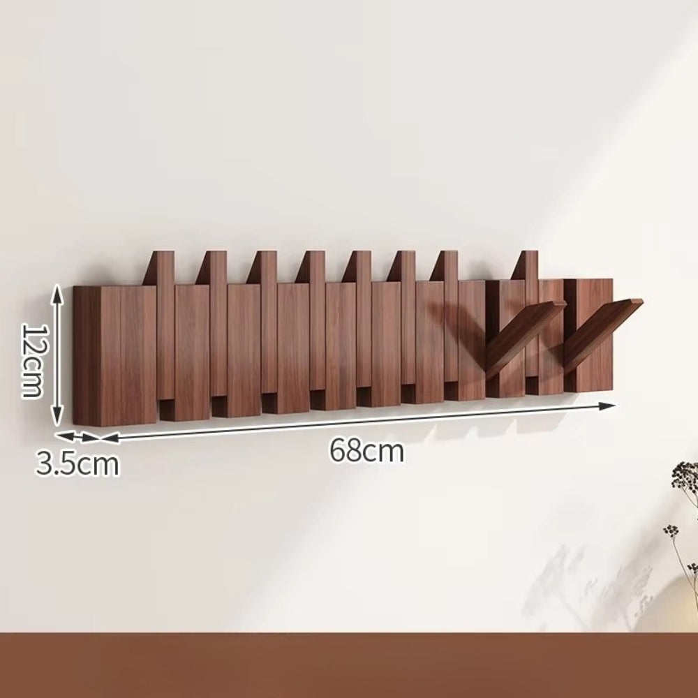 Wall Hook Rack Foldable Piano-Key Natural Wood - Image 7