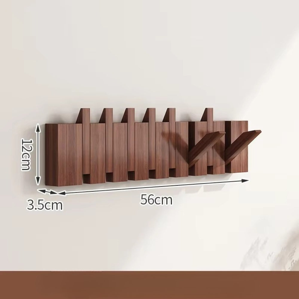 Wall Hook Rack Foldable Piano-Key Natural Wood - Image 8