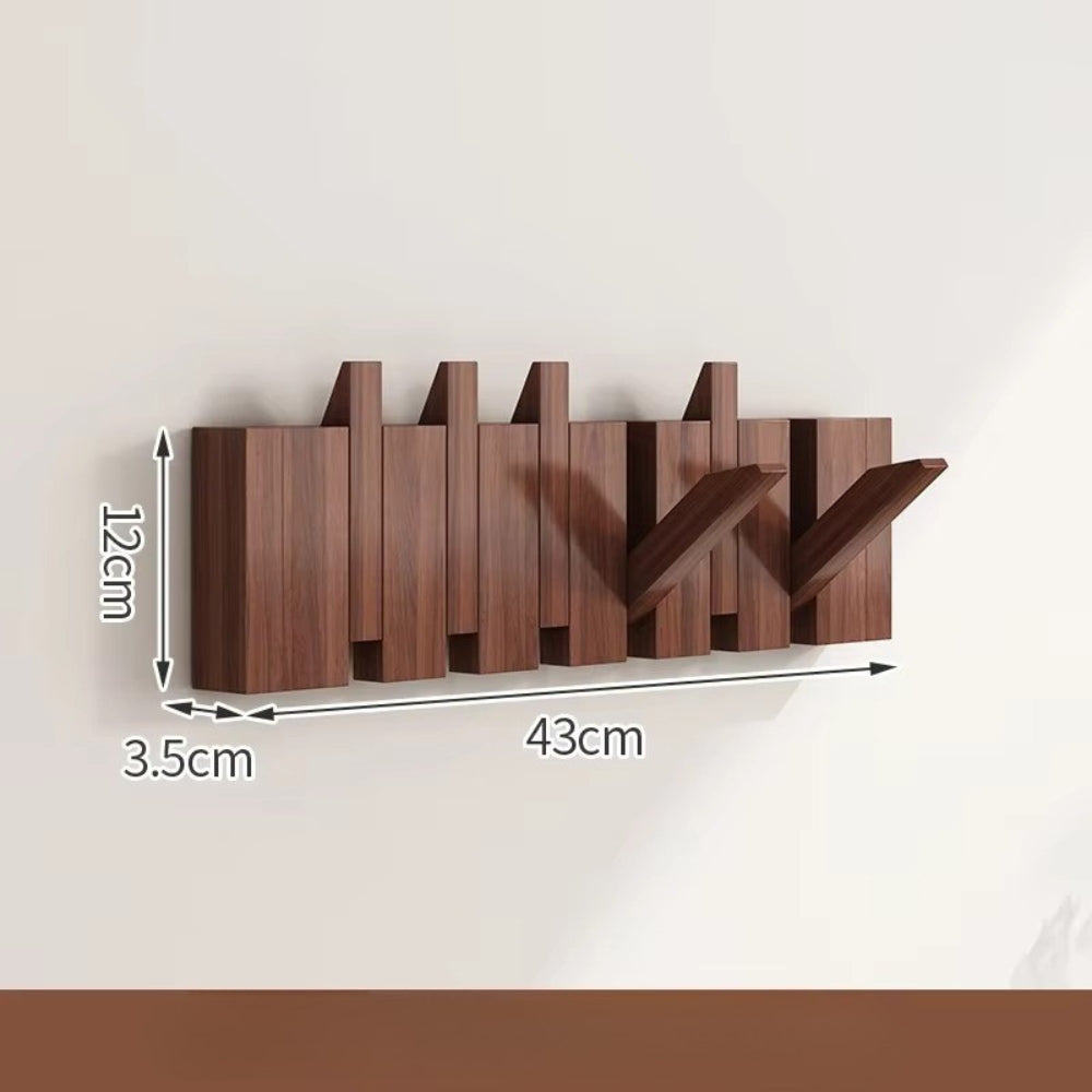 Wall Hook Rack Foldable Piano-Key Natural Wood - Image 9