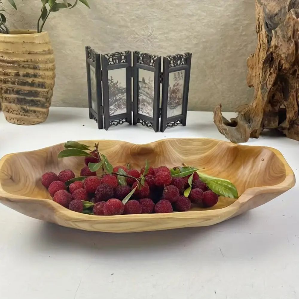 Wooden Tray Rustic 3D Carved Handcrafted - Image 6
