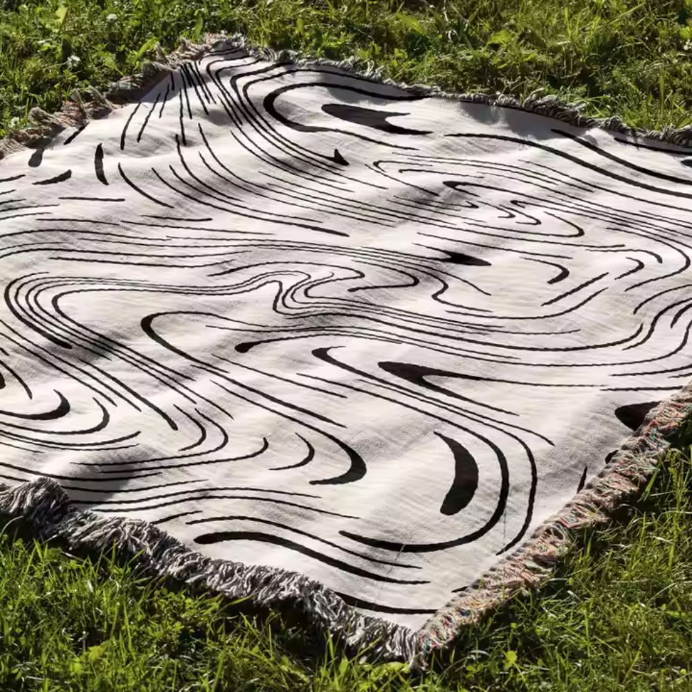 Woven Throw Blanket Marble Swirl 100% Cotton - Image 10