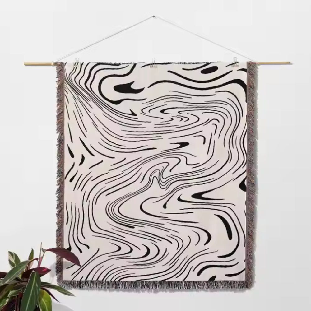 Woven Throw Blanket Marble Swirl 100% Cotton - Image 11