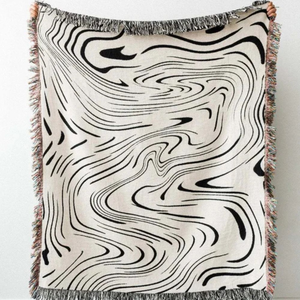 Woven Throw Blanket Marble Swirl 100% Cotton - Image 4