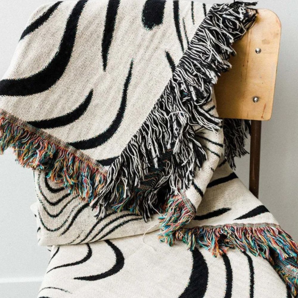 Woven Throw Blanket Marble Swirl 100% Cotton - Image 5