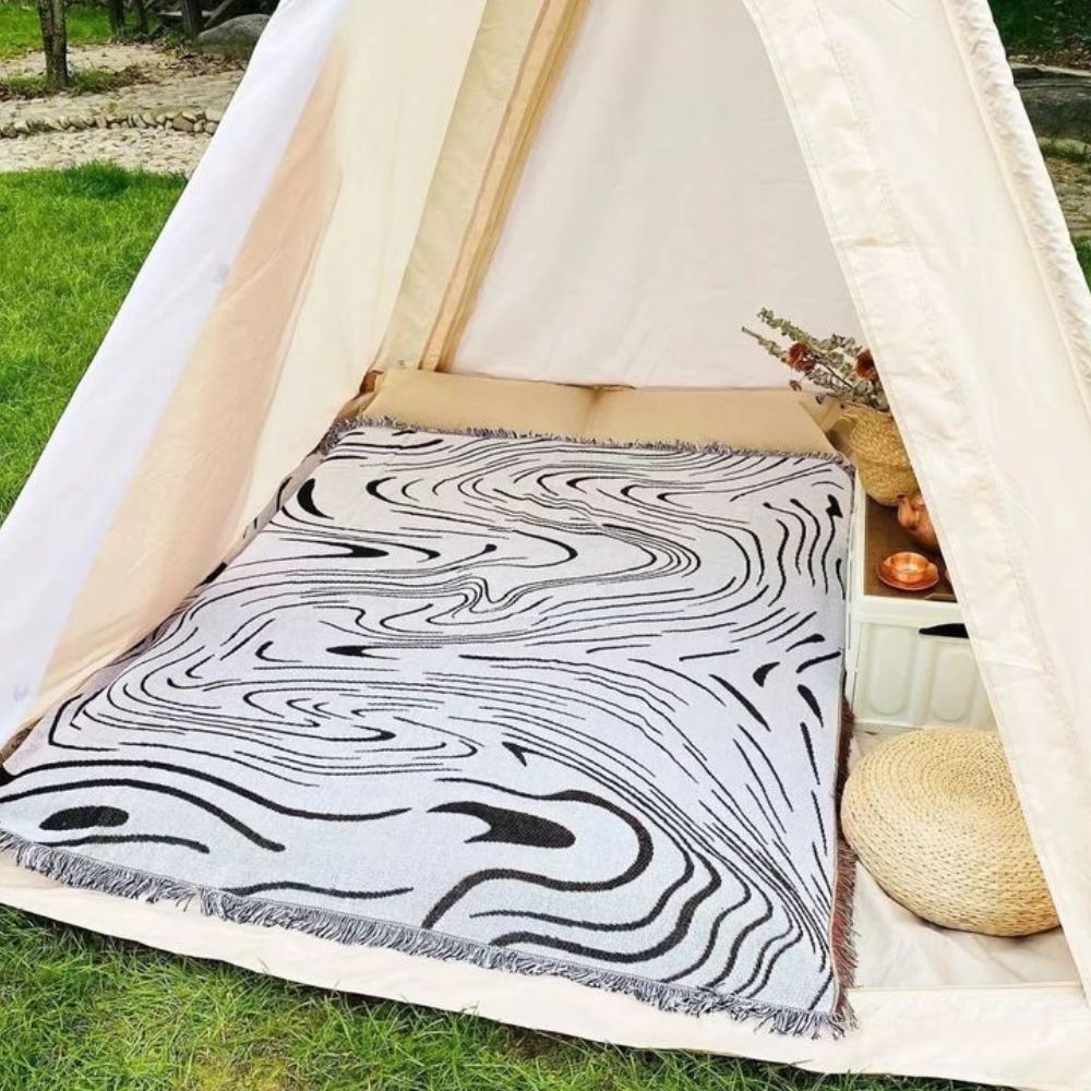 Woven Throw Blanket Marble Swirl 100% Cotton - Image 6