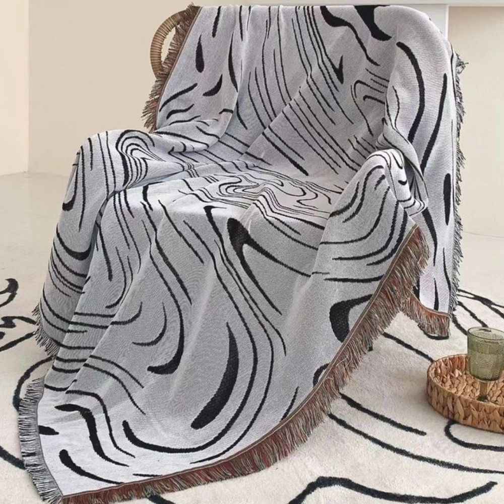 Woven Throw Blanket Marble Swirl 100% Cotton - Image 7