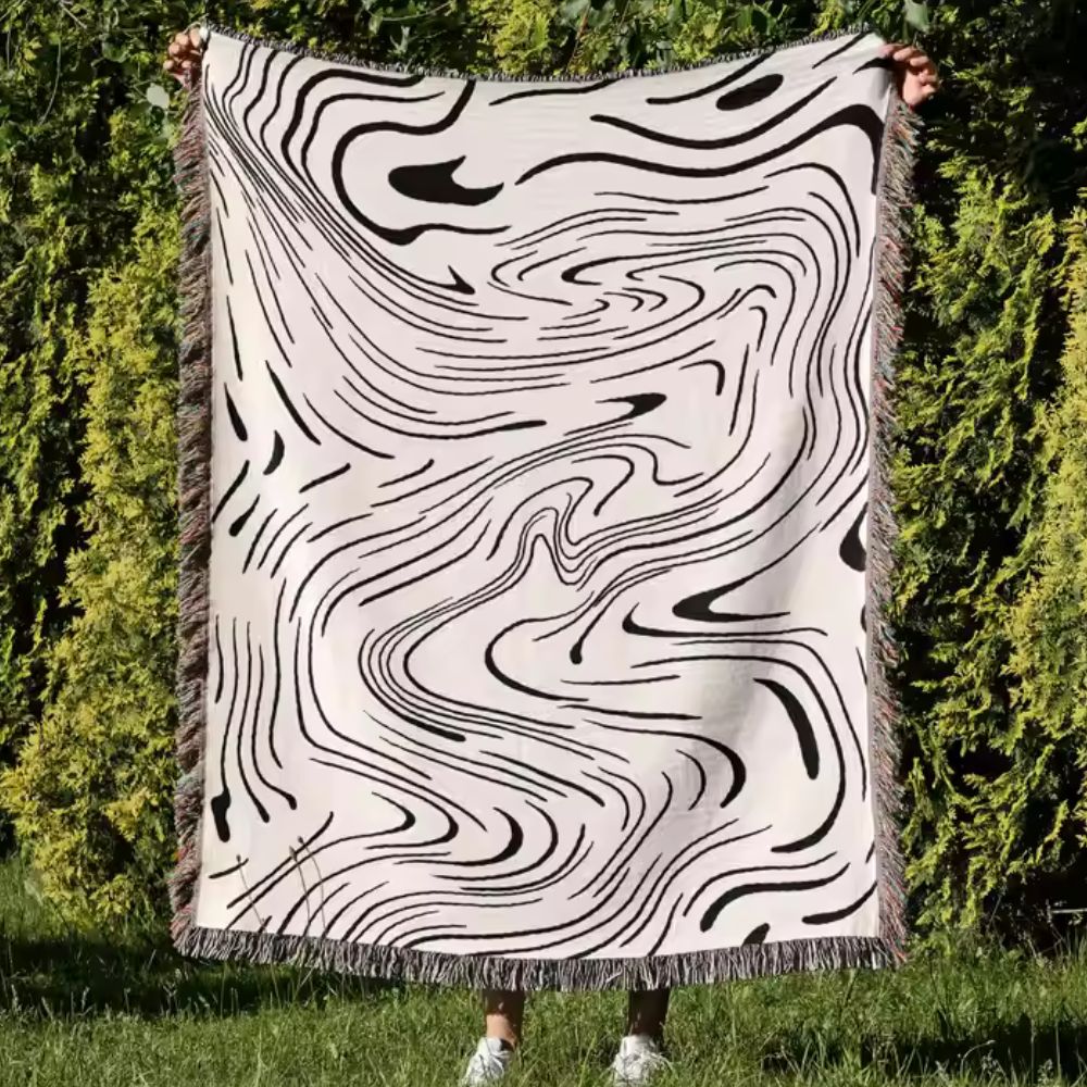 Woven Throw Blanket Marble Swirl 100% Cotton - Image 8