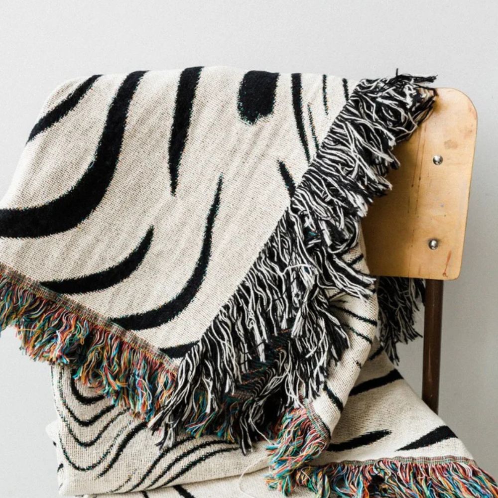 Woven Throw Blanket Marble Swirl 100% Cotton - Image 9