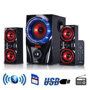 Bluetooth Surround Sound Speaker System 2.1 Channel in Red