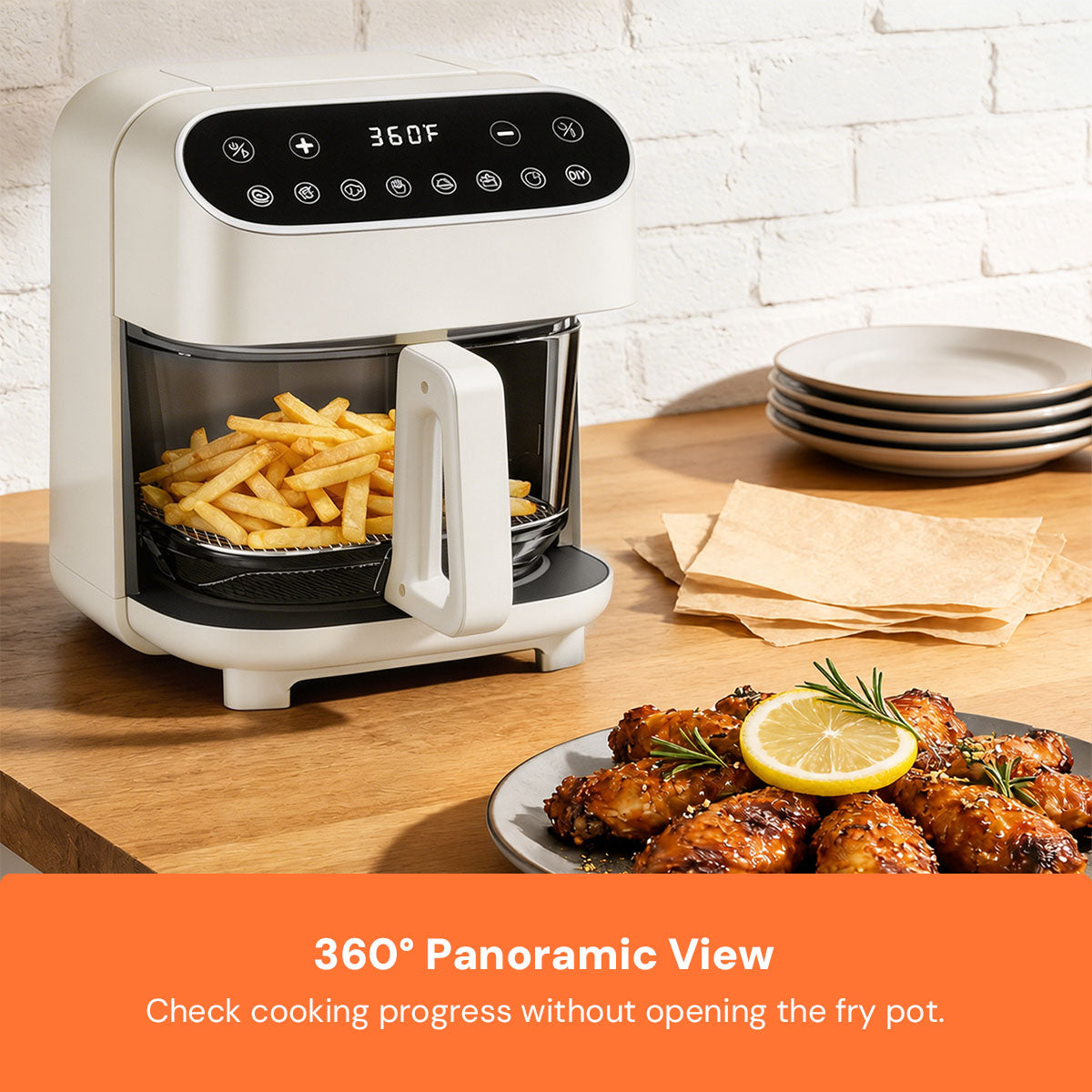 Kismile 5 Quart Glass Air Fryer, Non-Toxic PTFE-Free with 360° Visible Bowl, 8 Presets 12420KAF0 - Image 15